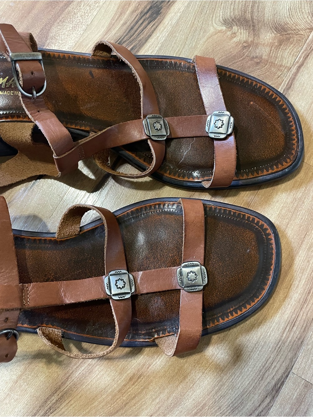 Romano Anne Brazilian Leather Heeled Strappy Gladiator Sandal Brown Size 11 boho - Picture 4 of 6
